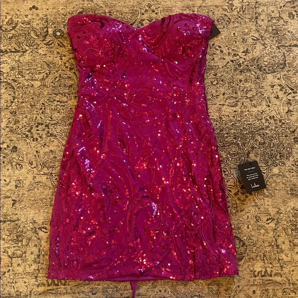 NWT Glamorous Intrigue Sequin Strapless Mini Dress - Picture 3 of 6